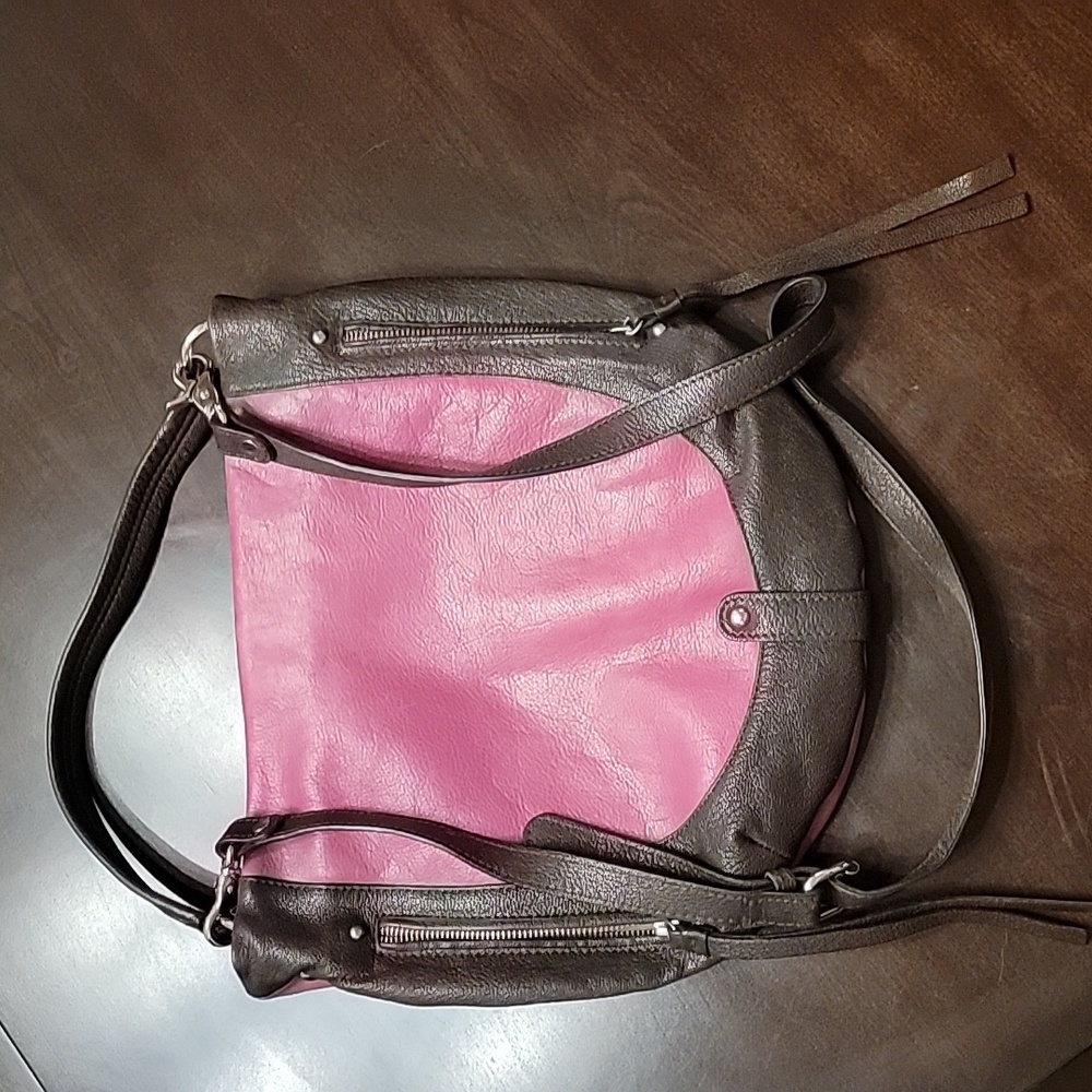 EUC Tano Brown and Fuschia Leather Two-Way Bag
